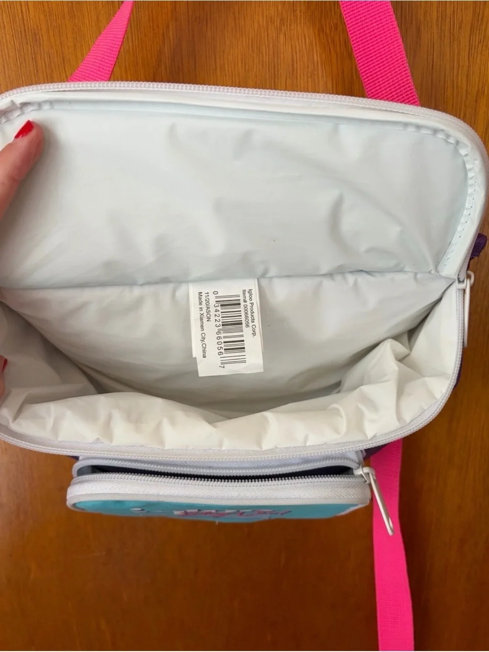 Igloo Teal & Purple Crossbody Fanny Pack with Pink Strap